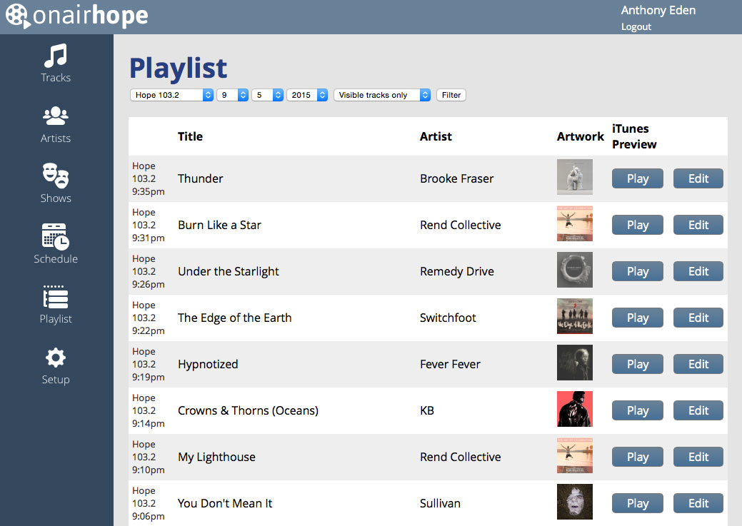 OnAirHope V3: Playlists Screenshot